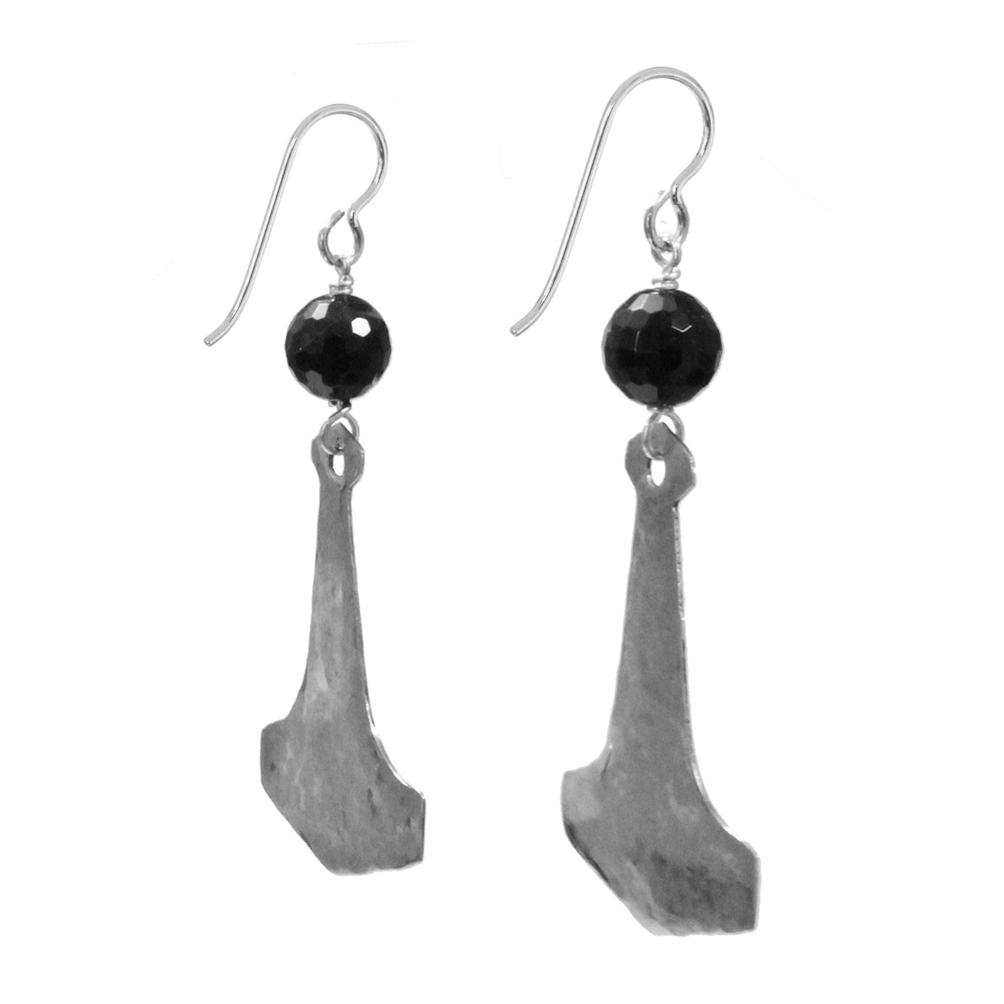 Sardonyx Earrings with viking hammer pendant / 63mm length / sterling silver earwires