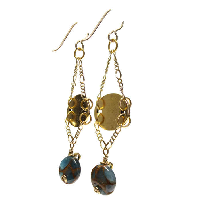 Nature Tree Chain Earrings / 70mm length / gold filled earwires