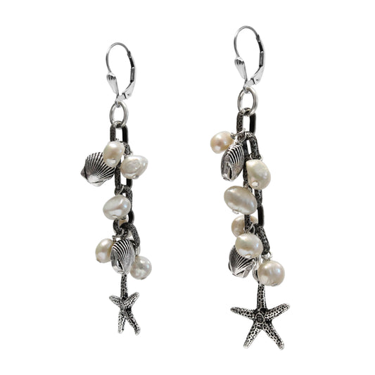 Beach Charm Earrings / choose from 5 color options / 80mm length / leverback earwires
