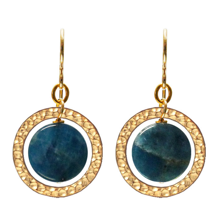 Blue Apatite Earrings / 35mm length / gold filled hook earwires