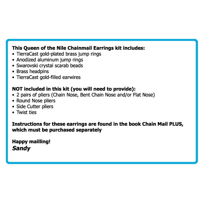 Component Kit for Queen of the Nile Chainmail Earrings