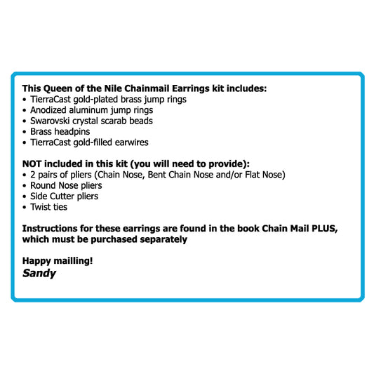 Component Kit for Queen of the Nile Chainmail Earrings