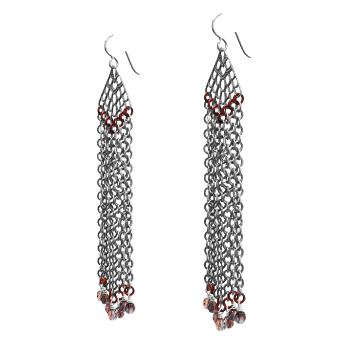 Dark Summer Rain Earrings / 115mm length / sterling silver earwires