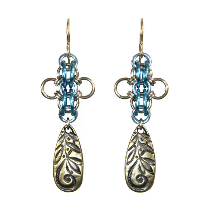 Fiesta en el Jardin Chainmail Earrings / choose from 3 color options / 58mm length / gold filled hook earwires