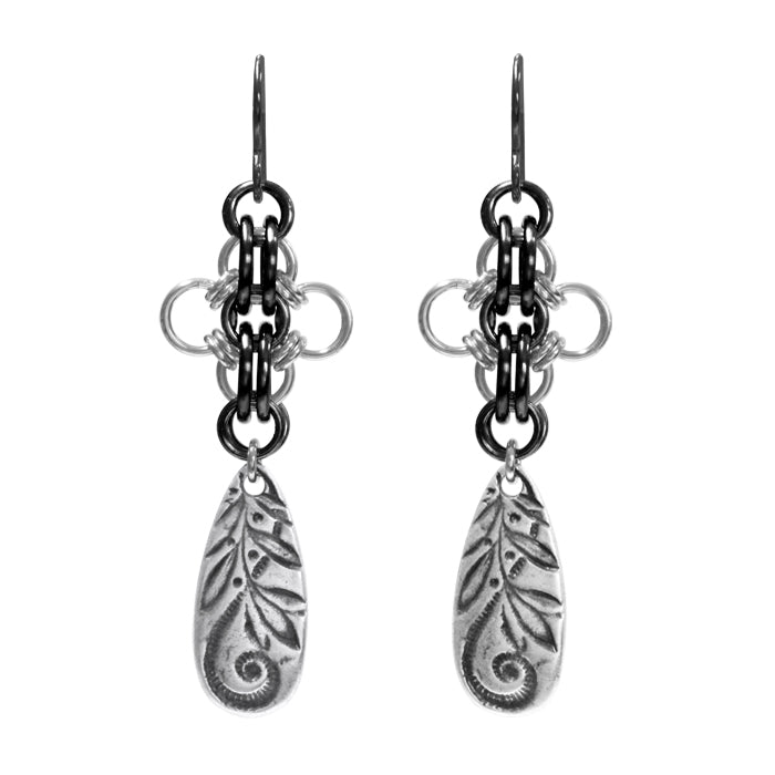 Fiesta en el Jardin Chainmail Earrings / choose from 3 color options / 58mm length / sterling silver earwires