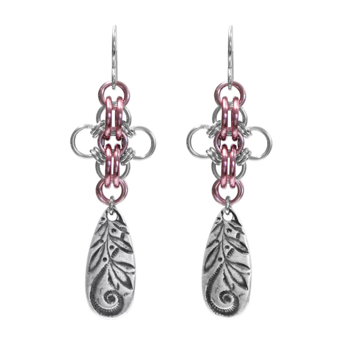 Fiesta en el Jardin Chainmail Earrings / choose from 3 color options / 58mm length / sterling silver earwires