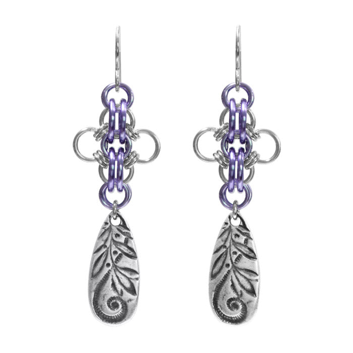 Fiesta en el Jardin Chainmail Earrings / choose from 3 color options / 58mm length / sterling silver earwires