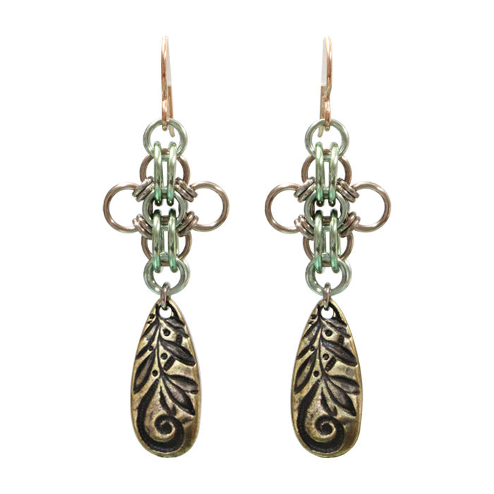 Fiesta en el Jardin Chainmail Earrings / choose from 3 color options / 58mm length / gold filled hook earwires
