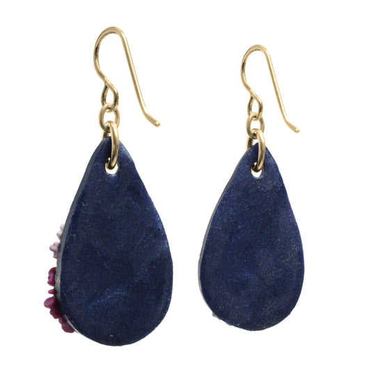 Spring Nightfall Flower Earrings / 50mm length / gold filled hook earwires
