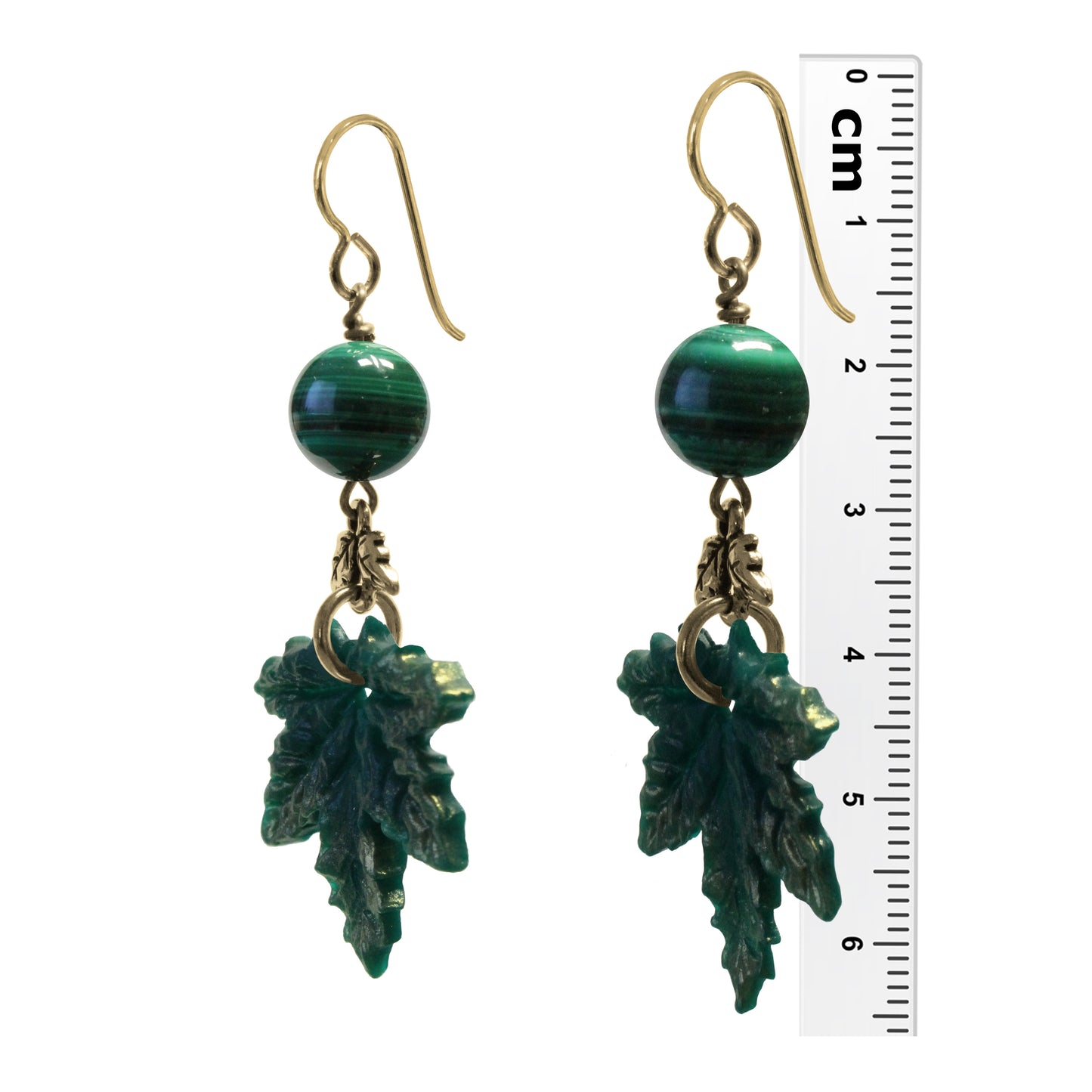 Summer Green Maple Leaf Charm Earrings / gold filled hook earwires