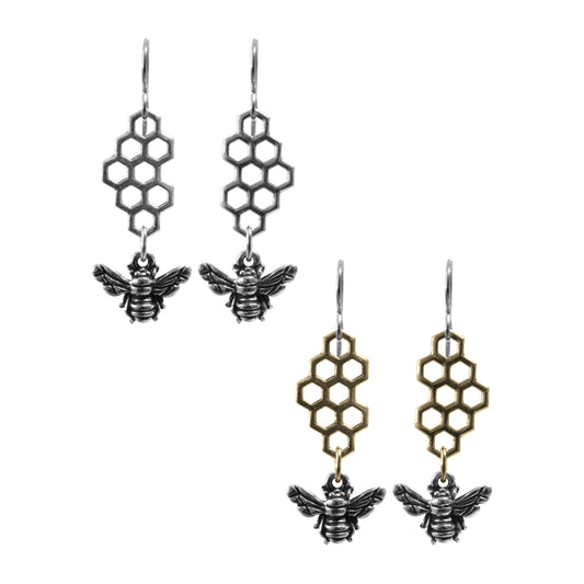 Honeybee Earrings / choose colorway - all silver or silver gold mix