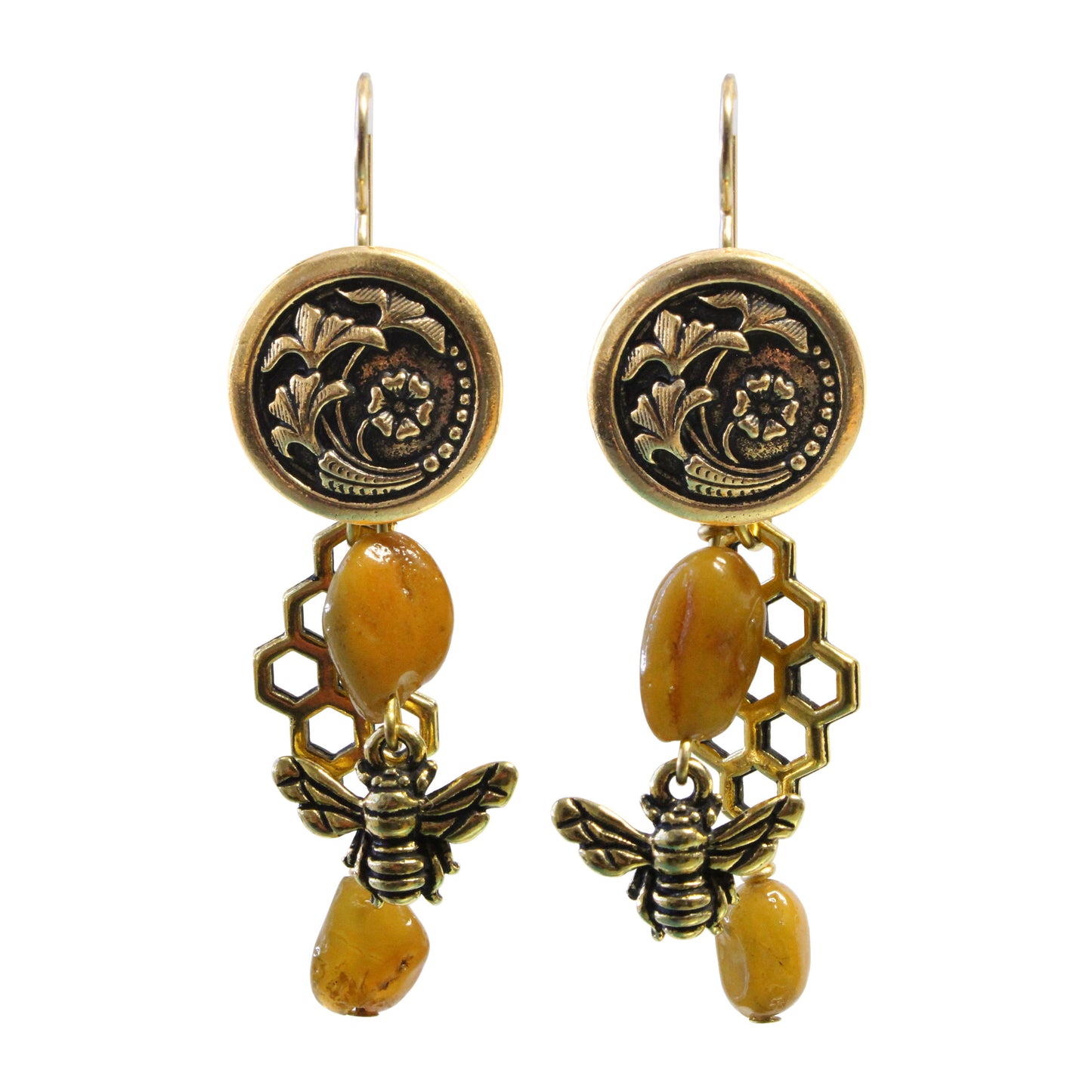 Kit for Amber Honeybee Earrings / includes step-by-step instructions / tools sold separately