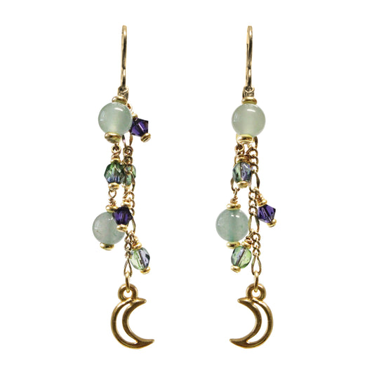 Crescent Moon Earrings / 63mm length / gold filled earwires