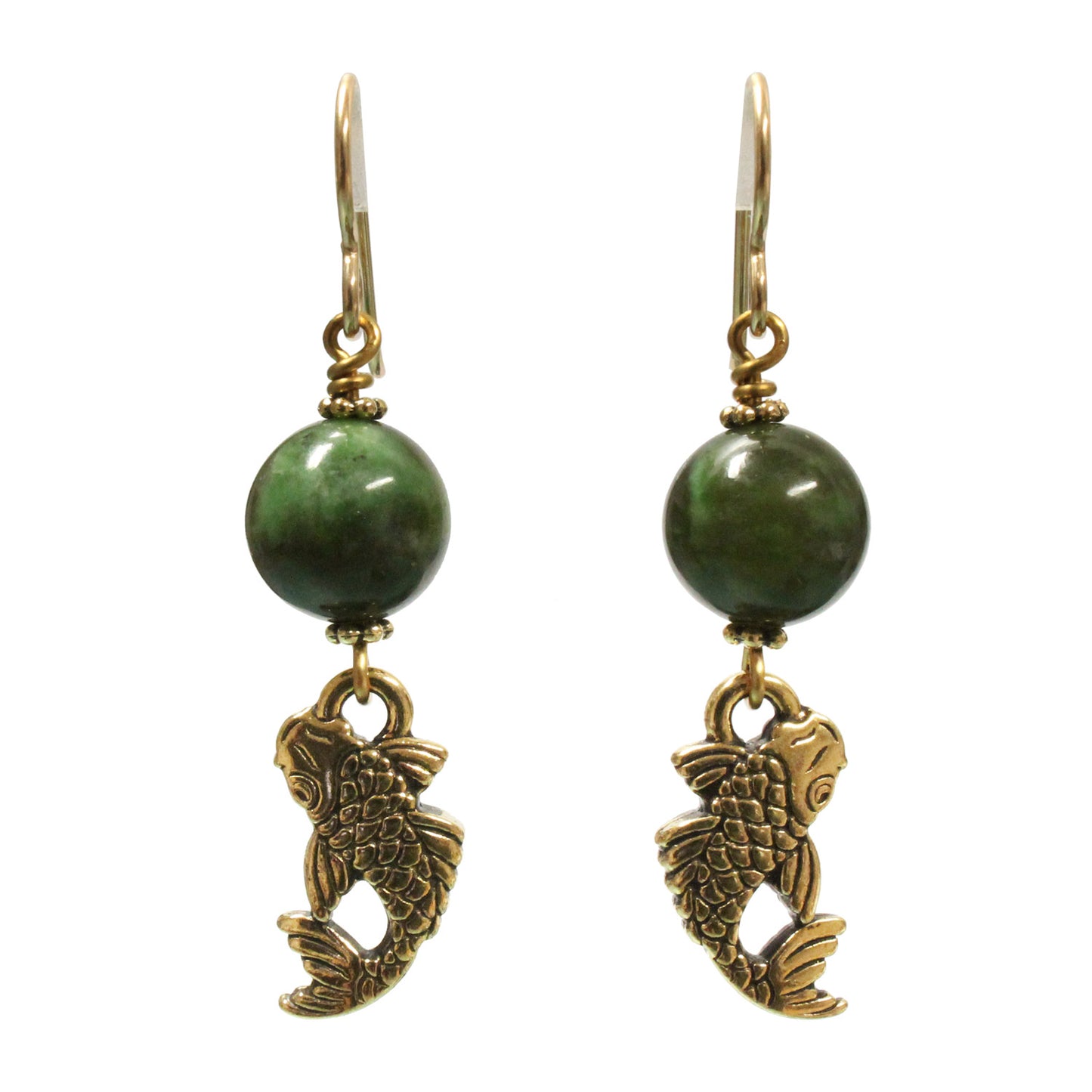 BC Jade Koi Earrings / 47mm length / gold filled earwires