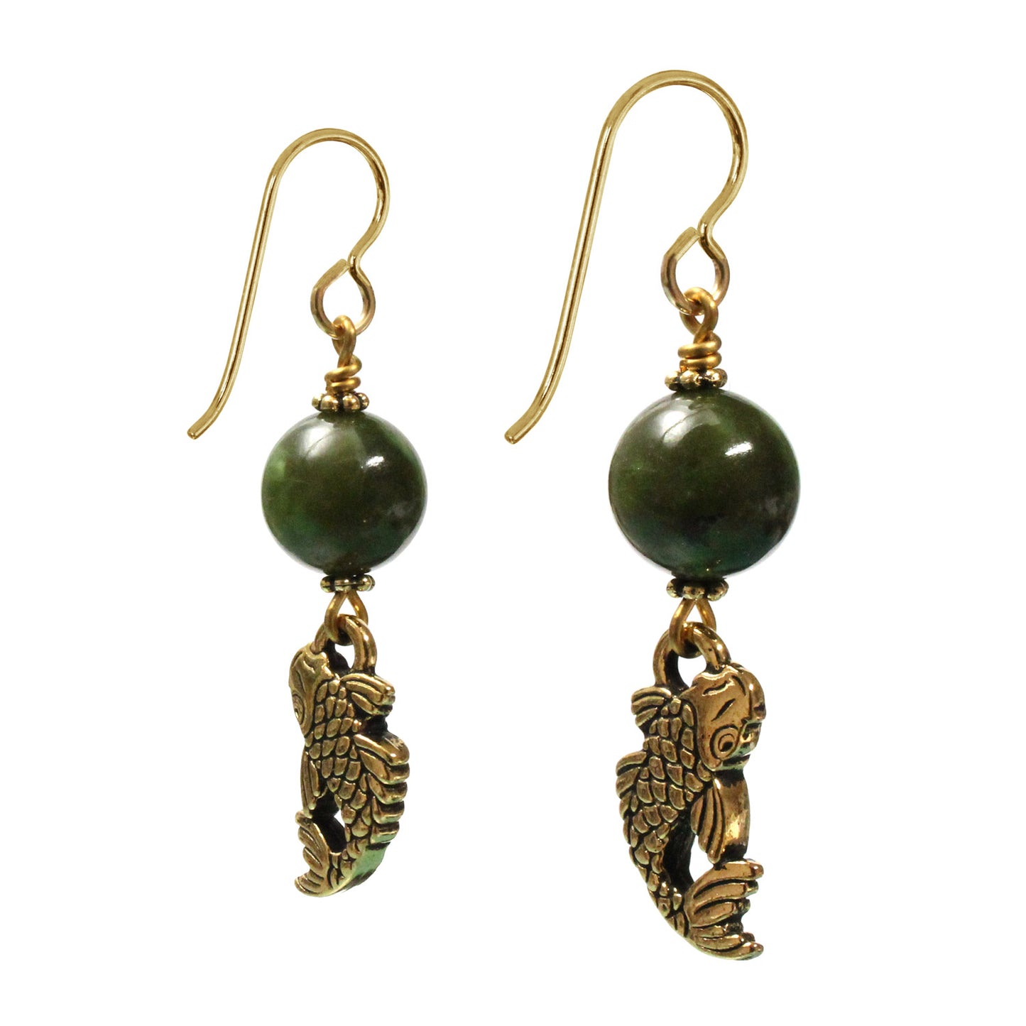 BC Jade Koi Earrings / 47mm length / gold filled earwires