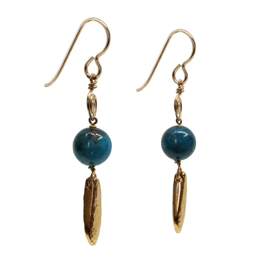 Water Dragon Blue Apatite Earrings / 50mm length / gold filled earwires