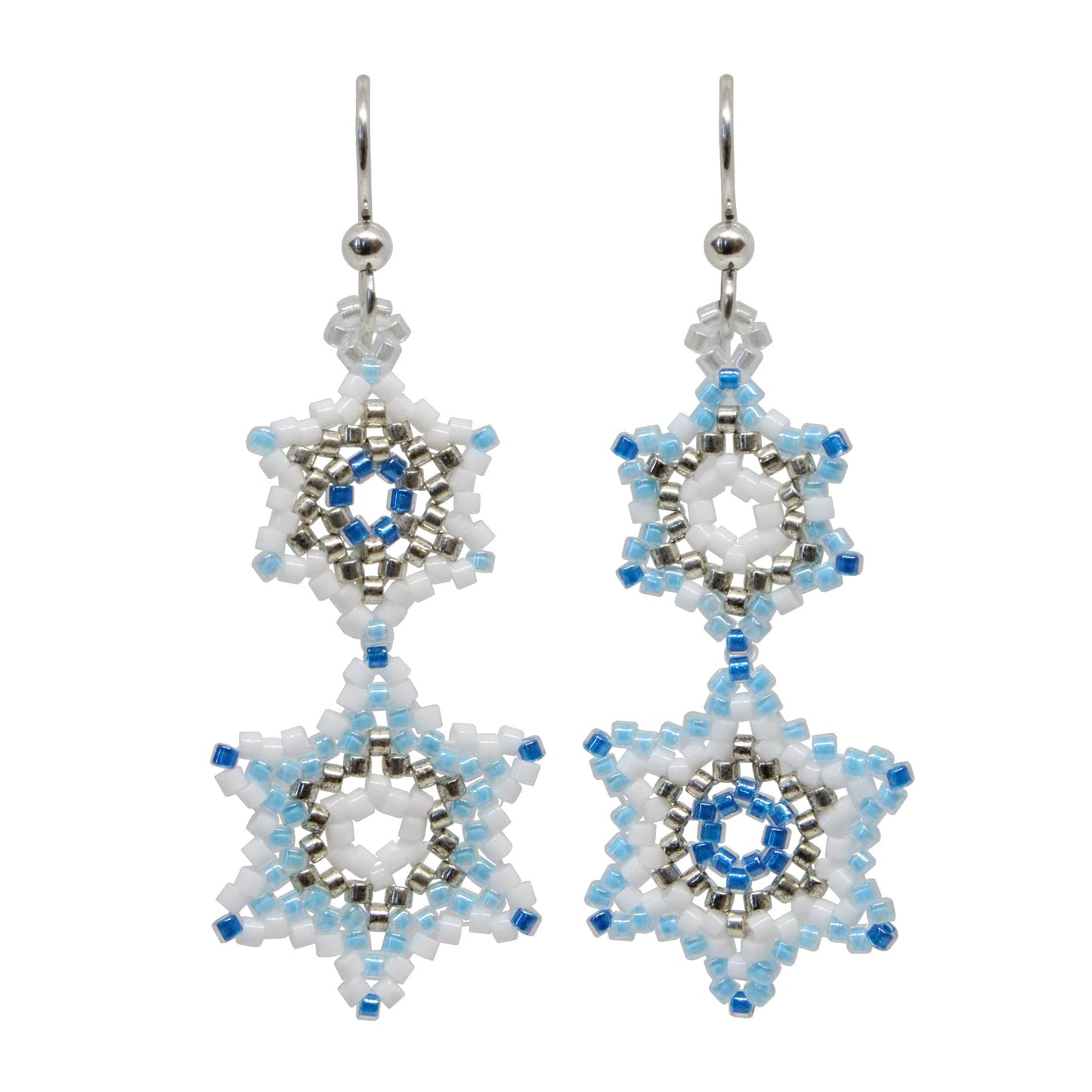 Winter Snowflake Earrings / 58mm length / sterling silver earwires with ball