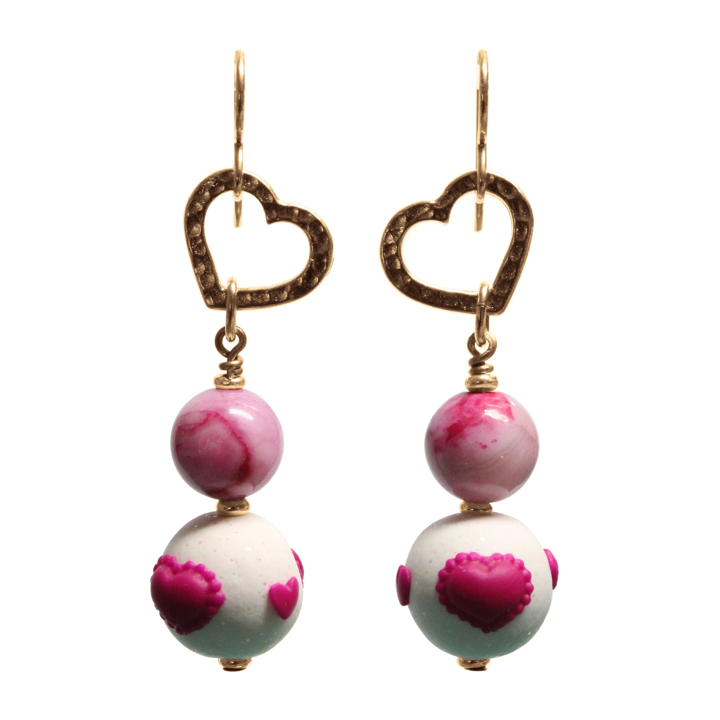 Love Heart Earrings / 57mm length / gold filled earwires