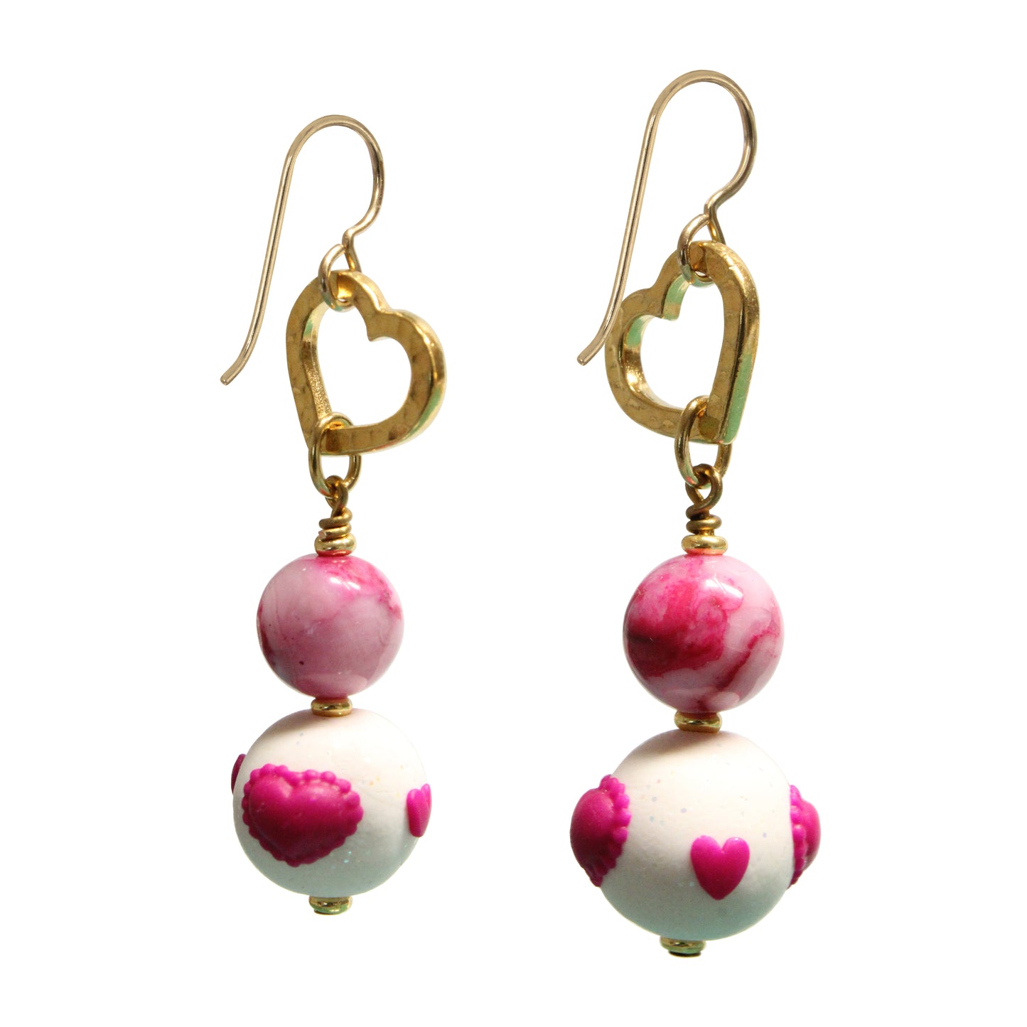 Love Heart Earrings / 57mm length / gold filled earwires