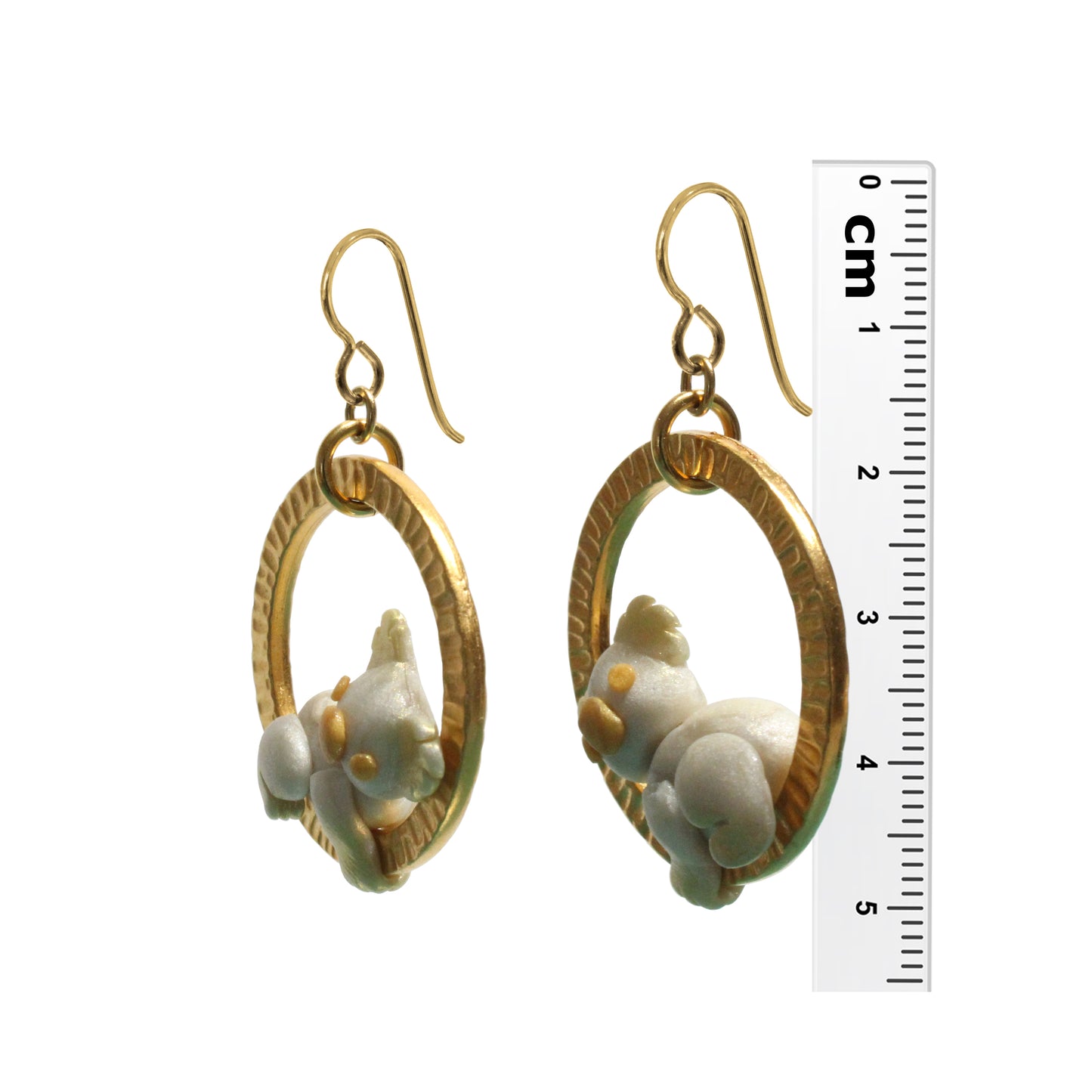 Koala Earrings / 50mm length / gold filled hook earwires