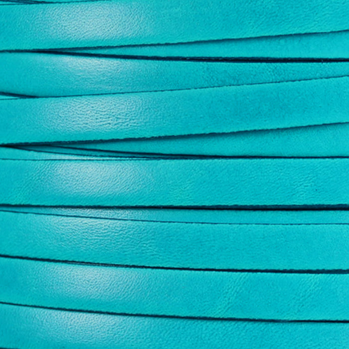 TURQUOISE PUYA Italian Dolce Flat Leather Strap / sold by the foot / 10 mm wide x 2 mm thick
