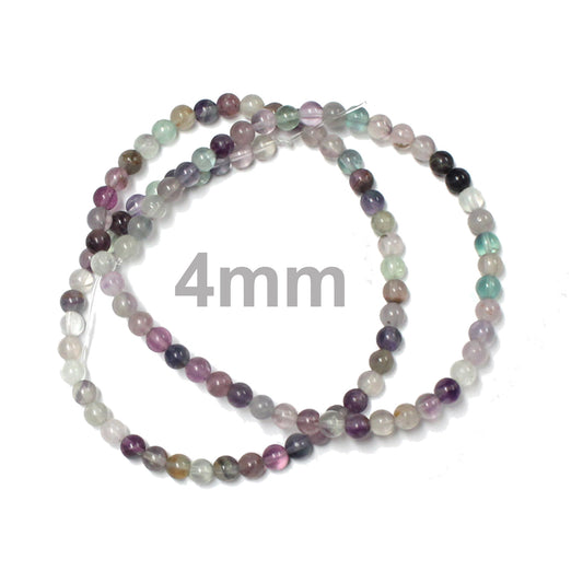 4mm Rainbow Fluorite / 16" Strand / natural / smooth round stone beads