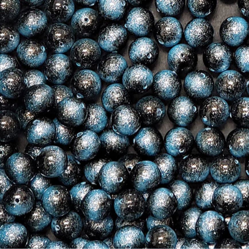 10mm BLUE Miyuki Galaxy Beads / 10 Pack / textured glittery resin beads