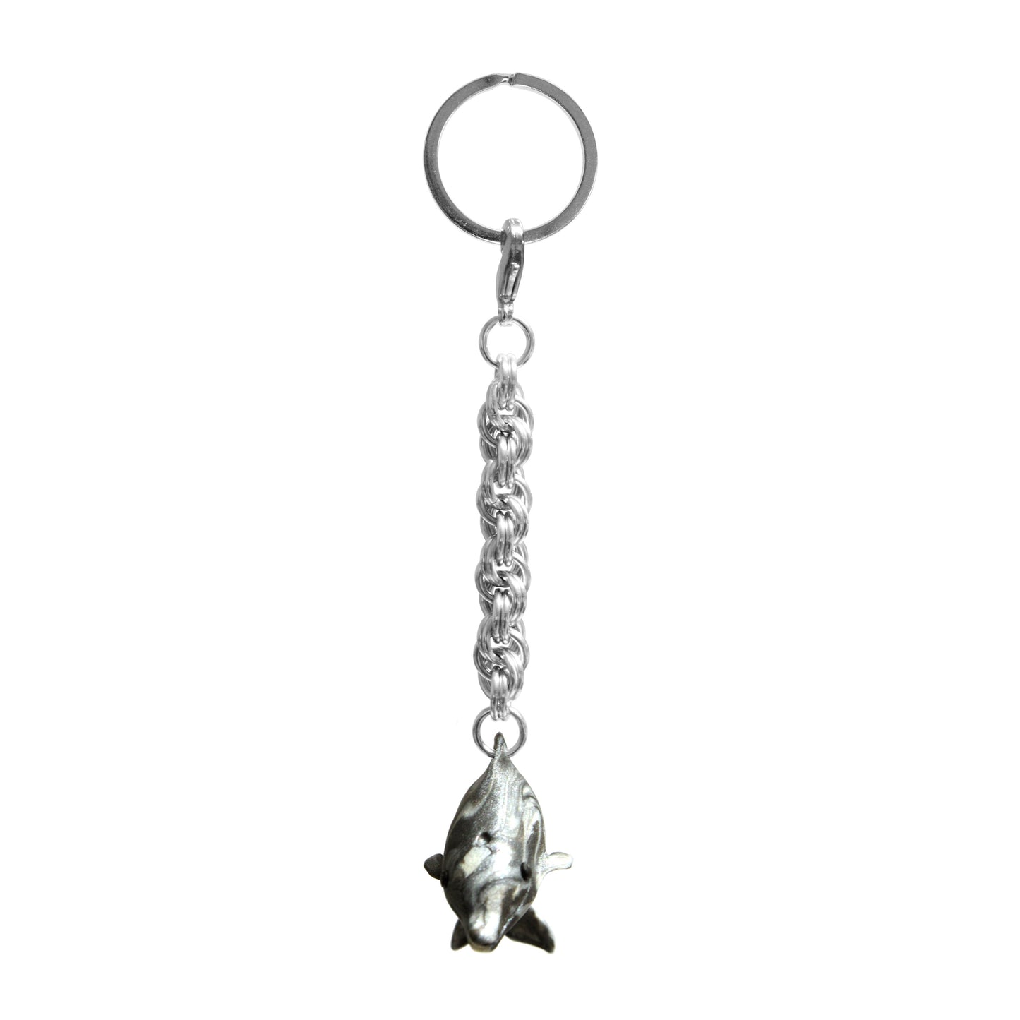 Dolphin Keychain / 140mm length / dark grey with light grey streaks