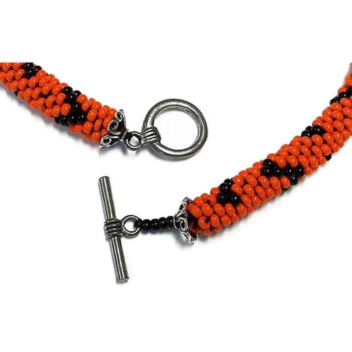 Halloween Fun Necklace / bead crocheted choker necklace / includes removable bat pendant and bonus bat earrings