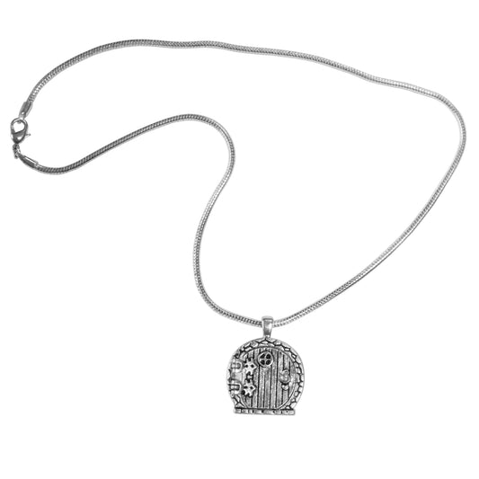 Fairy Door Locket Necklace / silver plated / magnetic door closure / 18 inch snake chain with claw clasp