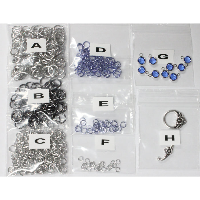 Component Kit for Flowers in Bloom Chainmail Necklace (Sapphire Blue and Silver)