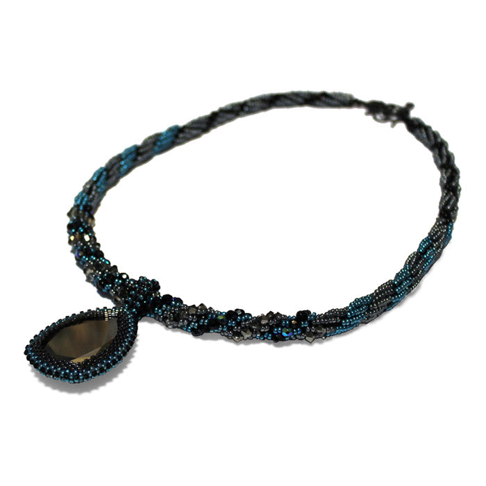 Iron Rain Necklace / large crystal teardrop pendant
