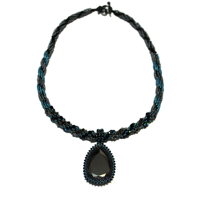 Iron Rain Necklace / large crystal teardrop pendant