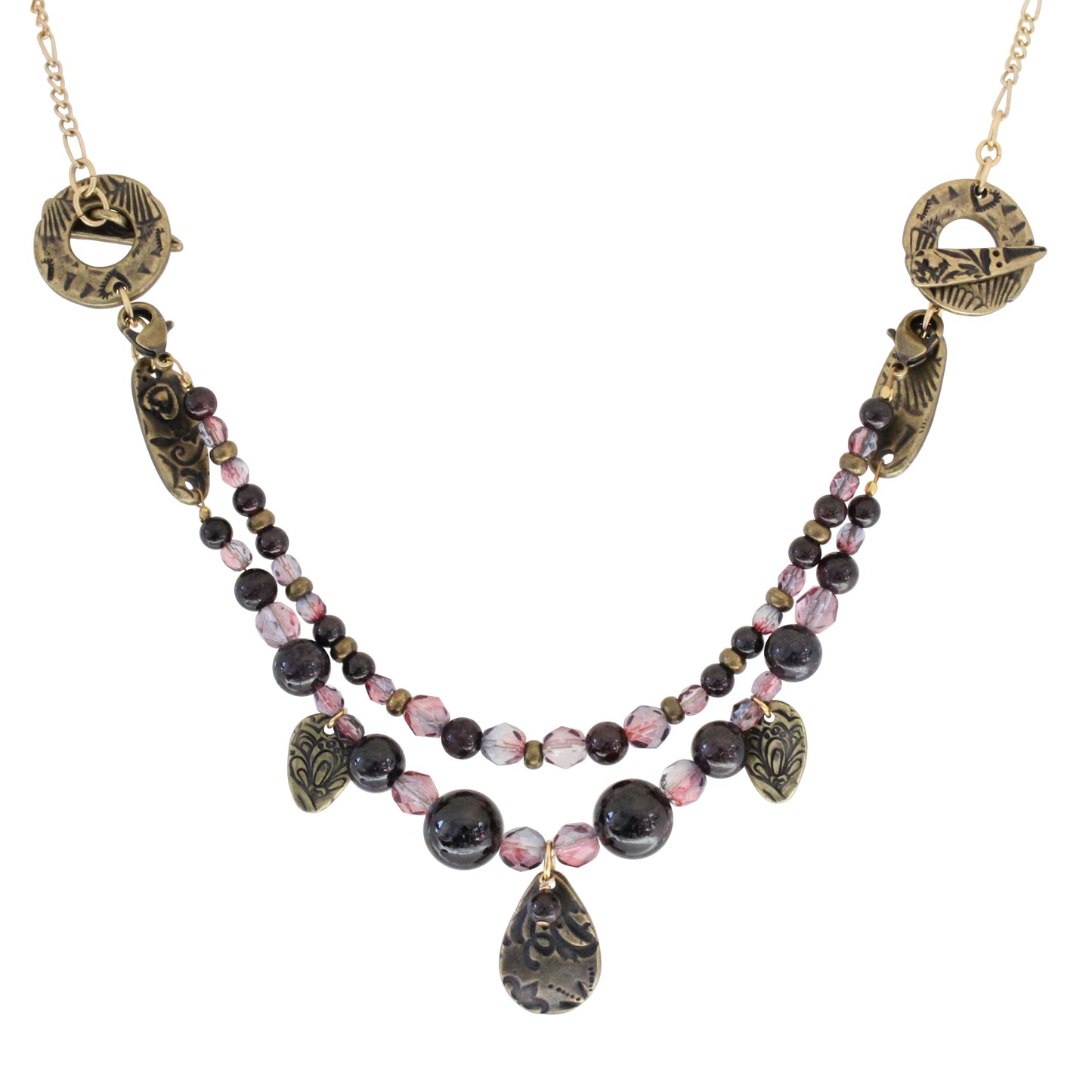Flora Garnet Fiesta Necklace / convertible - can break down into 3 separate bracelets