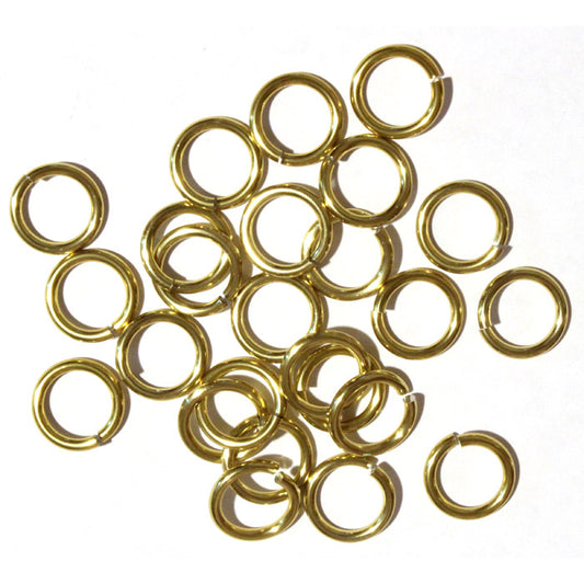 SHINY GOLD 10mm 12 GA Jump Rings / sawcut round open anodized aluminum