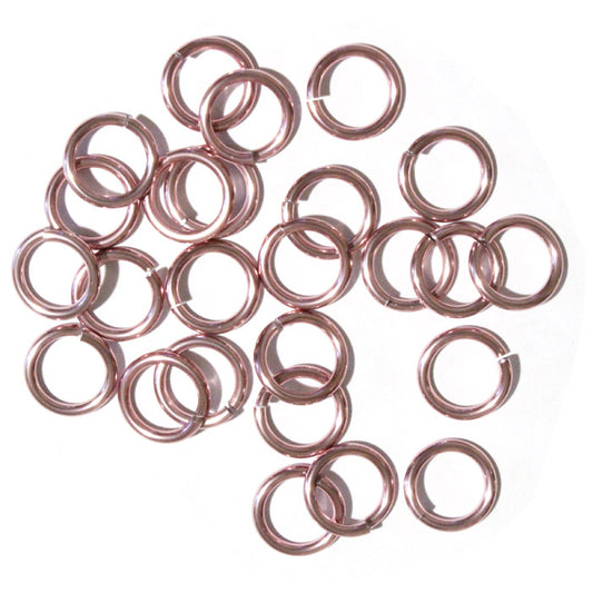 SHINY PINK 10mm 12 GA Jump Rings / 100 Pack / sawcut round open anodized aluminum