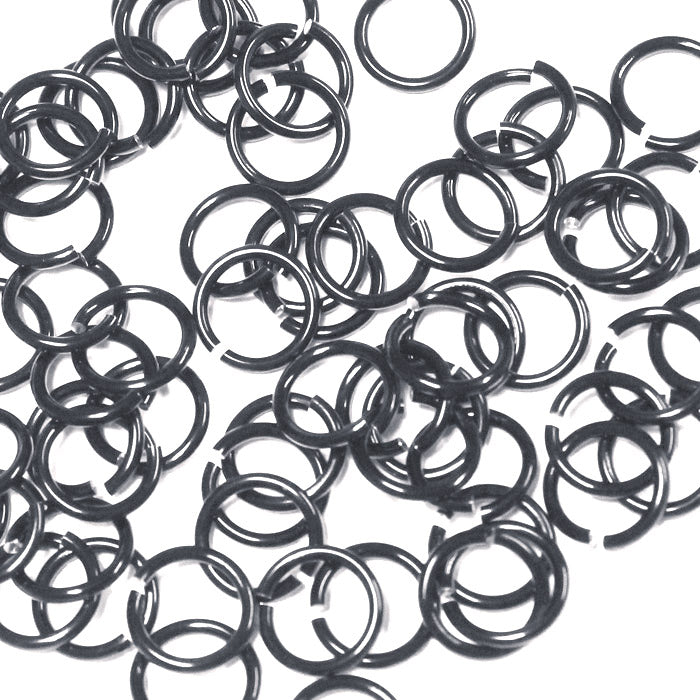 SHINY BLACK ICE 7mm 16 GA AWG Jump Rings / 5 Gram Pack (approx 70) / sawcut round open anodized aluminum
