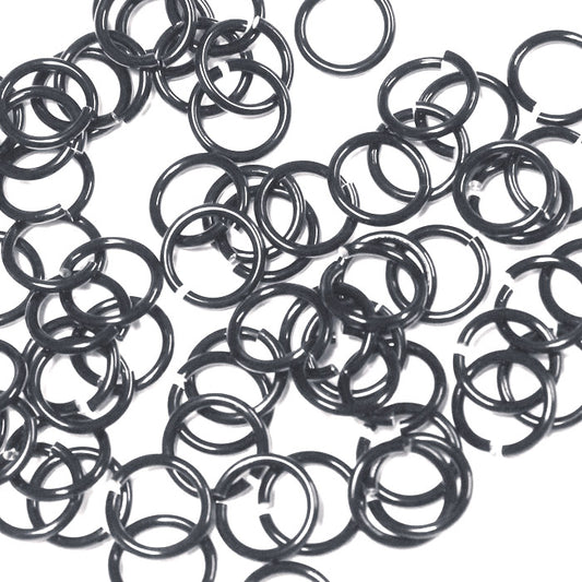 SHINY BLACK ICE 7mm 16 GA AWG Jump Rings / 5 Gram Pack (approx 70) / sawcut round open anodized aluminum
