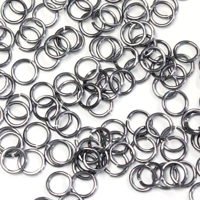 SHINY BLACK ICE 5mm 18 GA Jump Rings / 5 Gram Pack (approx 130) / sawcut round open anodized aluminum
