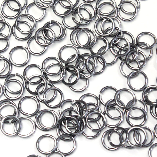 SHINY BLACK ICE 5mm 18 GA Jump Rings / 5 Gram Pack (approx 130) / sawcut round open anodized aluminum