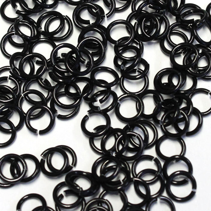 SHINY BLACK 4mm 18 GA AWG Jump Rings / 5 Gram Pack (approx 150) / sawcut round open anodized aluminum