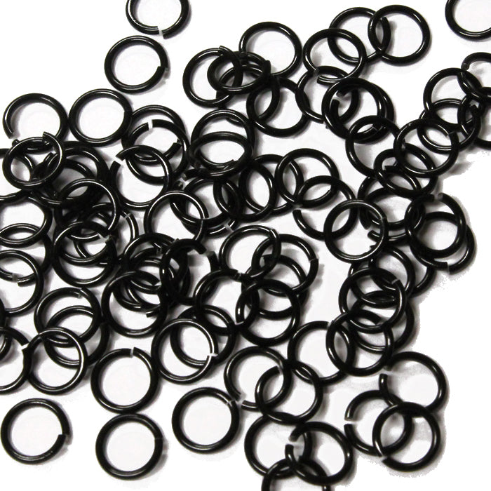 SHINY BLACK 4mm 20 GA Jump Rings / 5 Gram Pack (approx 240) / sawcut round open anodized aluminum
