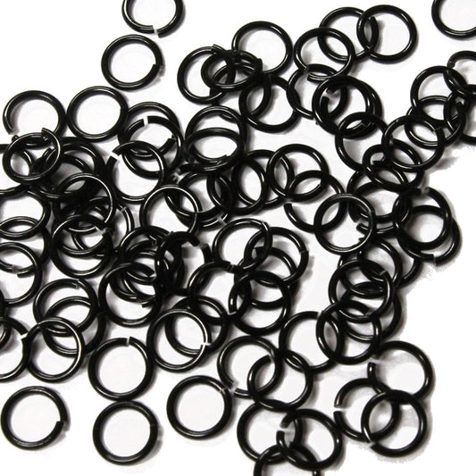 SHINY BLACK 4mm 20 GA Jump Rings / 5 Gram Pack (approx 240) / sawcut round open anodized aluminum