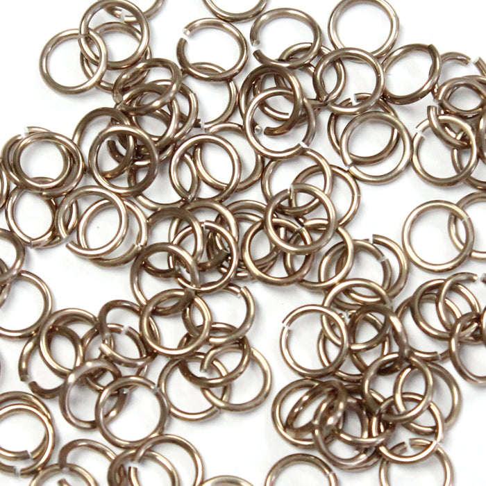 SHINY CHAMPAGNE 5mm 18 GA Jump Rings / 5 Gram Pack (approx 130) / sawcut round open anodized aluminum