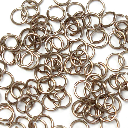 SHINY CHAMPAGNE 5mm 18 GA Jump Rings / 5 Gram Pack (approx 130) / sawcut round open anodized aluminum
