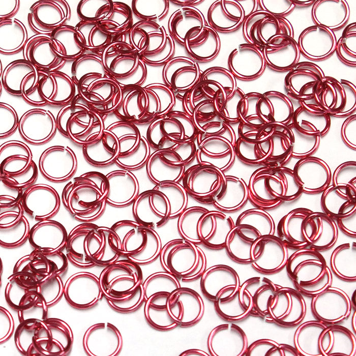 SHINY DARK ROSE 4mm 20 GA Jump Rings / 5 Gram Pack (approx 240) / sawcut round open anodized aluminum