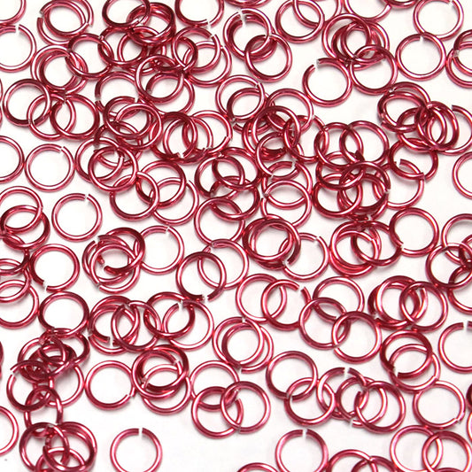 SHINY DARK ROSE 4mm 20 GA Jump Rings / 5 Gram Pack (approx 240) / sawcut round open anodized aluminum