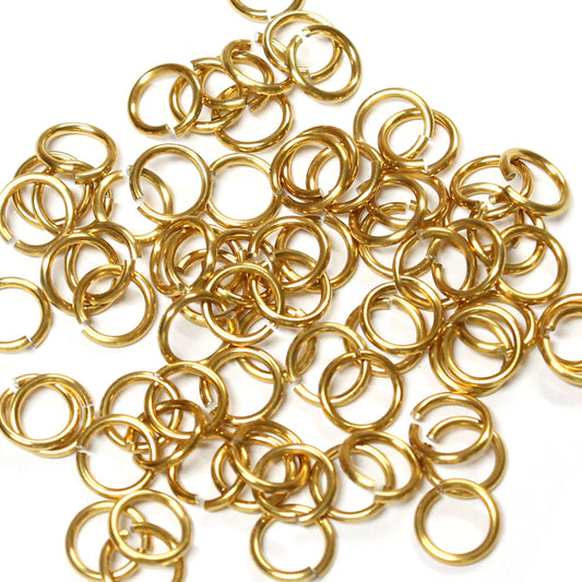 SHINY GOLD 5mm 18 GA Jump Rings / 5 Gram Pack (approx 130) / sawcut round open anodized aluminum