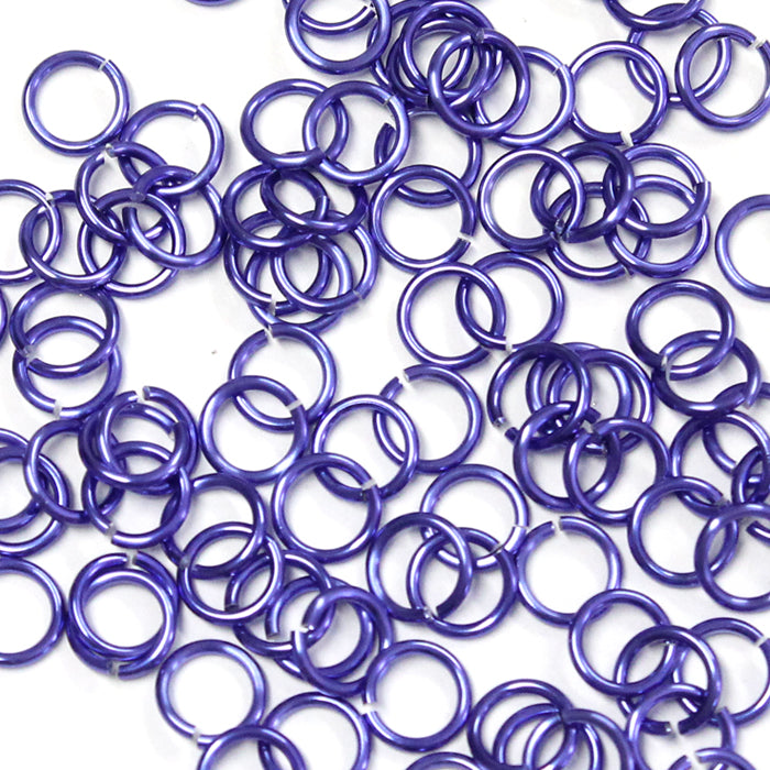 SHINY PURPLE / 5mm 18 GA Jump Rings / 5 Gram Pack (approx 130) / sawcut round open anodized aluminum