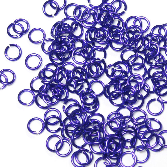 SHINY PURPLE 3.4mm 20 GA Jump Rings / 5 Gram Pack (approx 275) / sawcut round open anodized aluminum